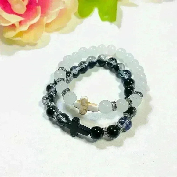 Cross Rhinestone Beaded Bracelets - Picture 1 of 7
